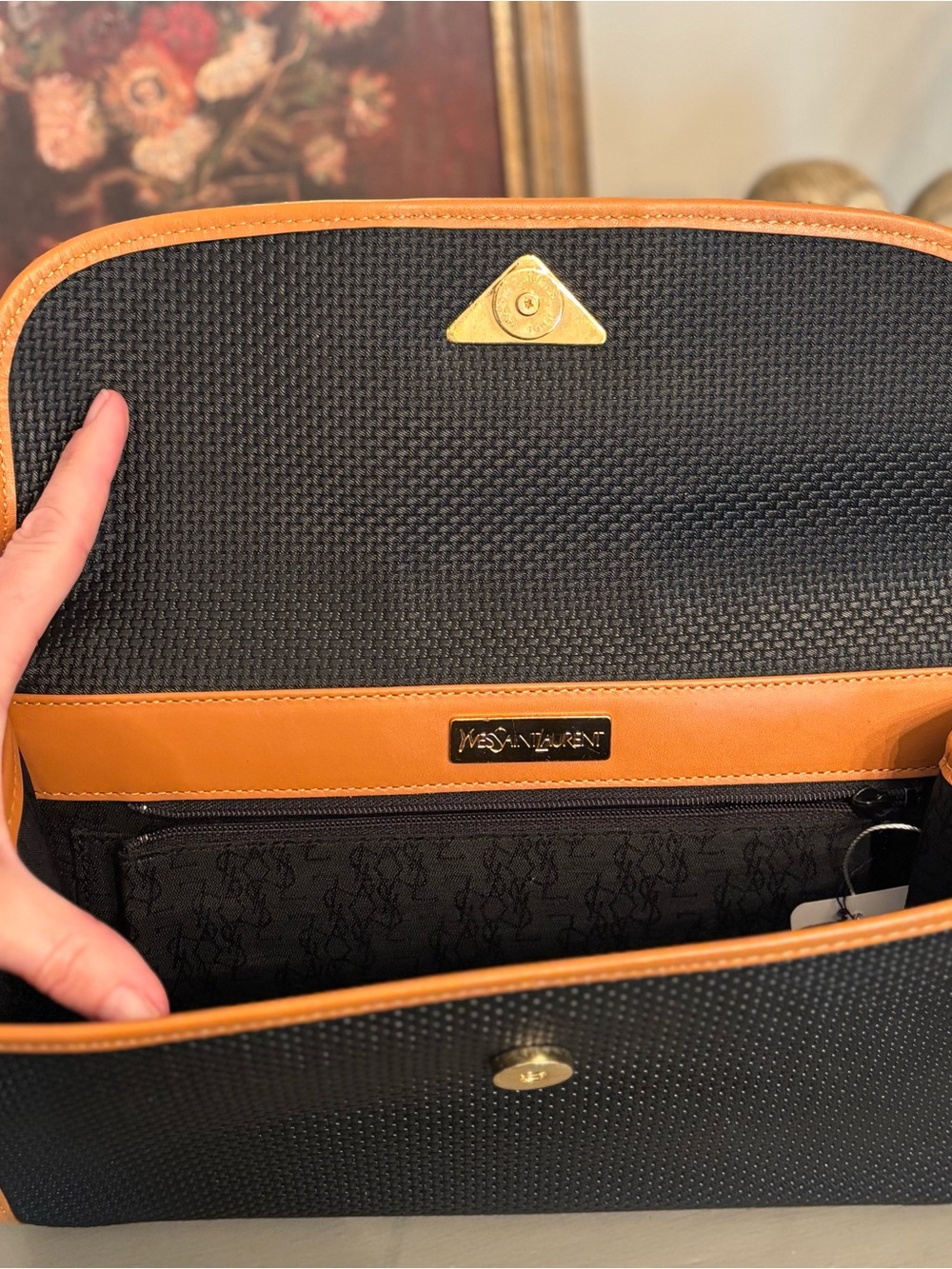 Vintage Yves Saint Laurent Black and Tan Clutch - Picture 3 of 12